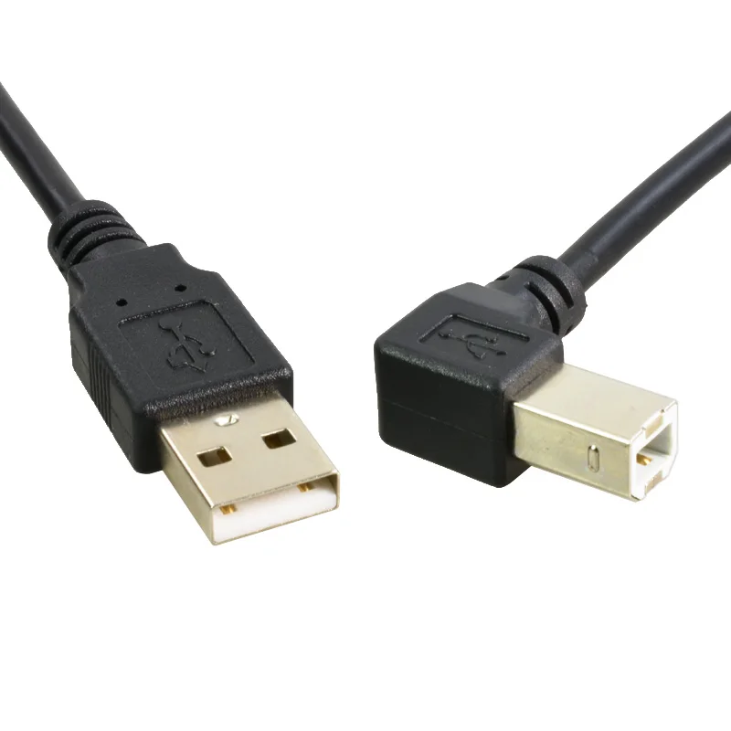 90 degree USB 2.0 Printer Cable Type A Male to Type B Male Foil+Braided Shielded 30cm 50cm 1m 1.5m 2m 3m