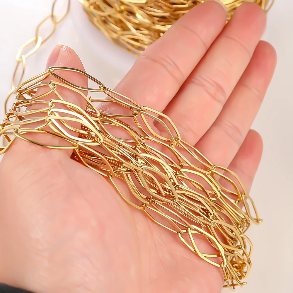 1 Meter Edelstahl-Rhombus-Ketten in Großpackung, DIY-Halsketten-Zubehör, Schmuckherstellungszubehör, Großhandel für Bastelbedarf – Detail 7