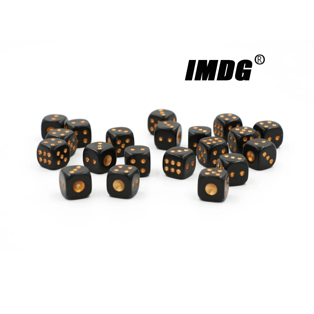 20pcs/Pack Acrylic Black Gold Dots Dice 13mm Blue #13 Round Corner High Quality Boutique Bar Dice