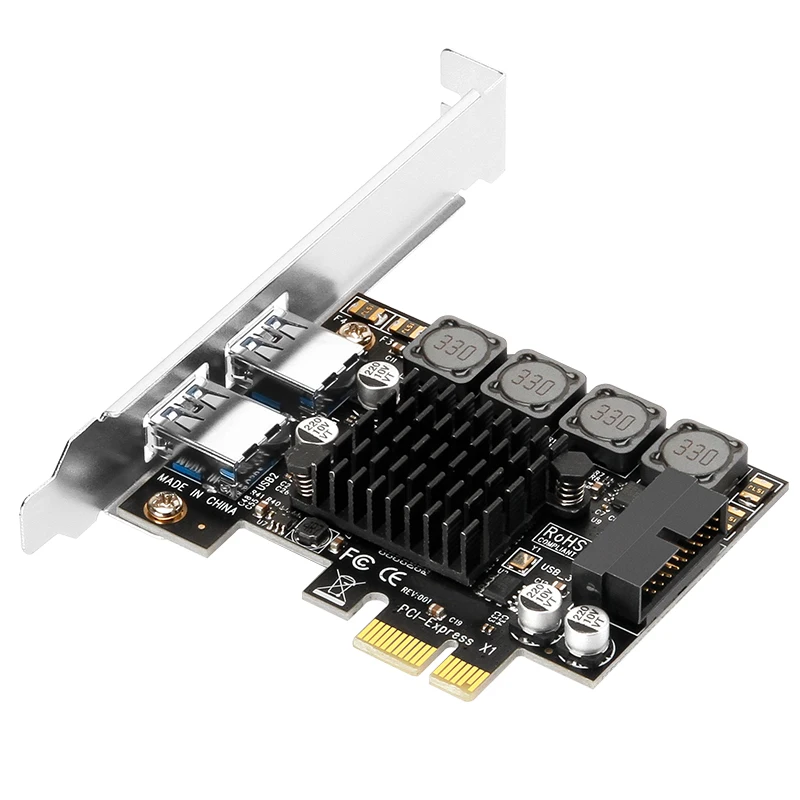 HAGOOGI PCI-e to USB3.0 19Pin NEC720201 Chipset Expansion Card + Desktop Computer Adapter High Speed Riser Card