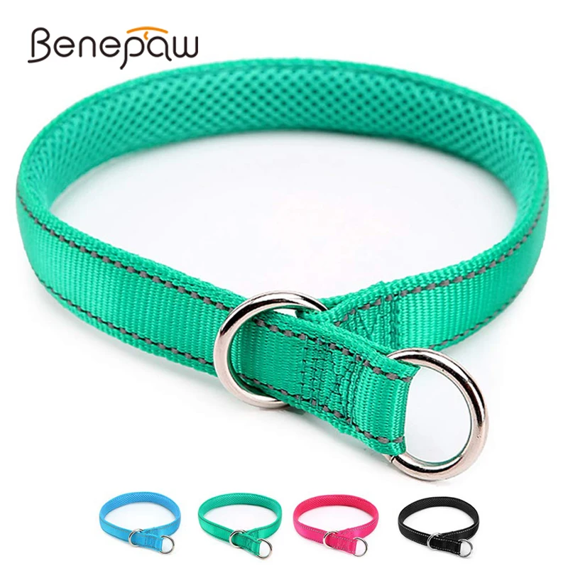 Benepaw Durable P Dog Collar Breathable Reflective Soft Comfortable Nylon Mesh Padded Training Puppy Pet Slip Collar Adjustable