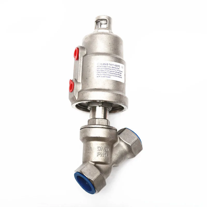 DN20 Stainless Steel Pneumatic Threaded Angle Seat Valve Y Type High Temperature Steam Internal Thread Pneumatic Valve