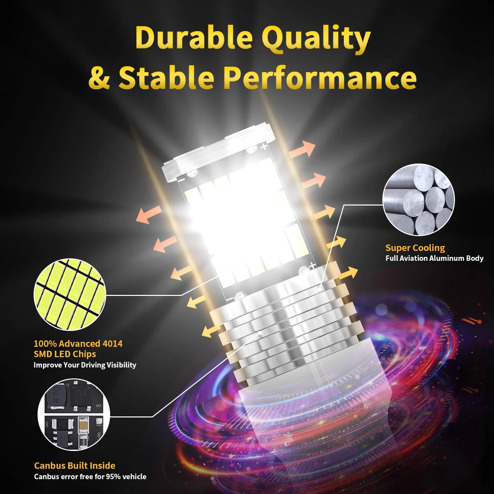 Oprah 하이 브라이트 자동차 LED 라이트 1157, BAY15D, T20, 7443, T25, 3157, 45 x 4014SMD Canbus, 자동차 방향 지시등, DRL 러닝 전구, 12V, 10X