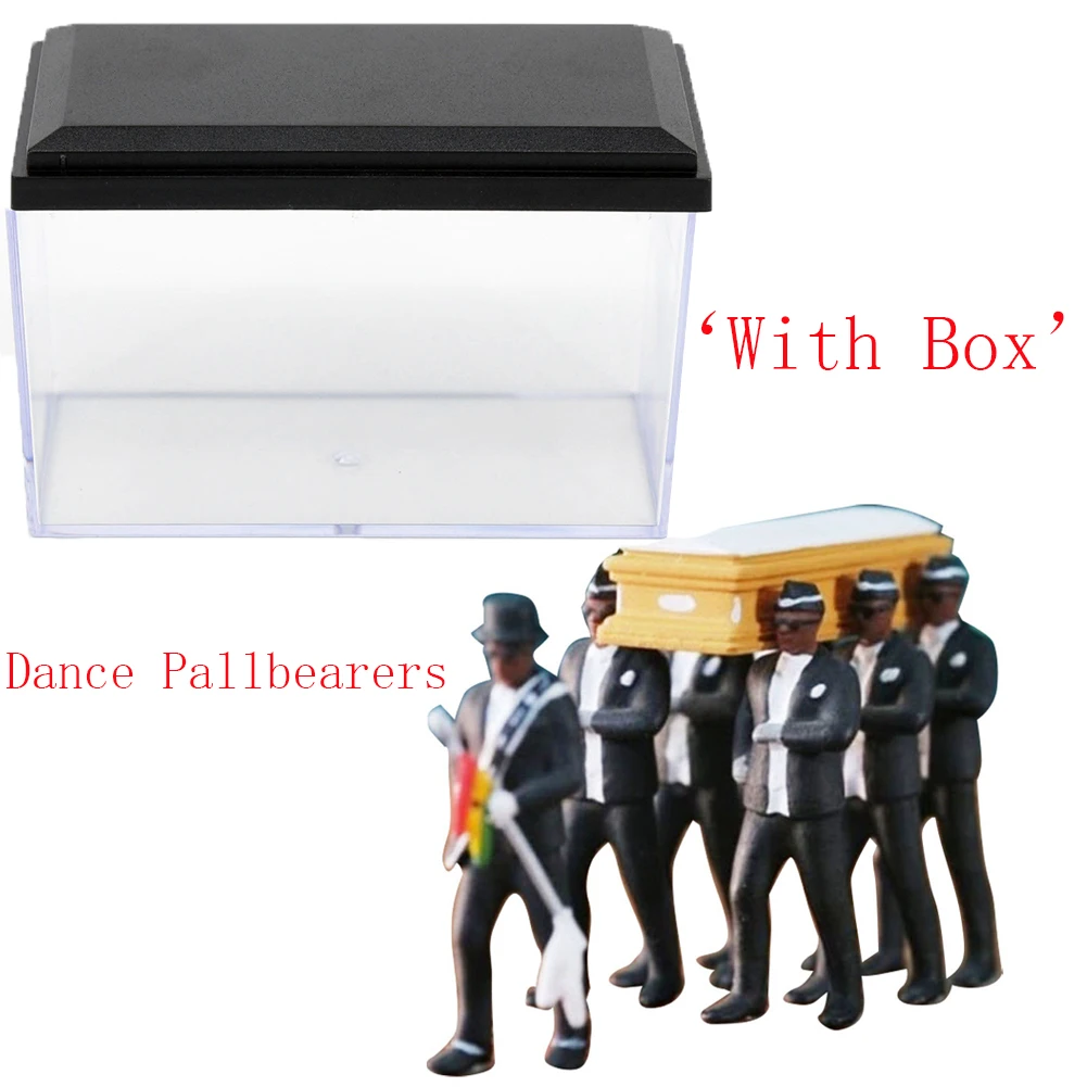 With Box ! Coffin Dance Ghana Pallbearers Black Cap Funeral Dancing Team Display Dressed Costume Cosplay Props