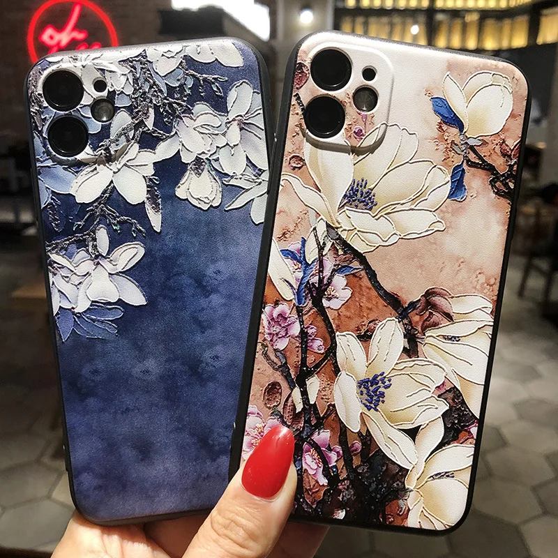 3D Relief Phone Case For Samsung A51 A71 S20 Plus 2020 A22 5G Case Floral Silicon Cover For Samsung Galaxy M31S M31 A 51 71 Case