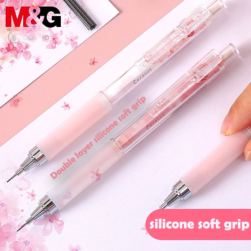 M&G Sakura Blossoms Automatic Pencil 0.5mm/0.7mm Pink No Broken Refill Mechanical Pencils For Kids Gifts Student Supplies