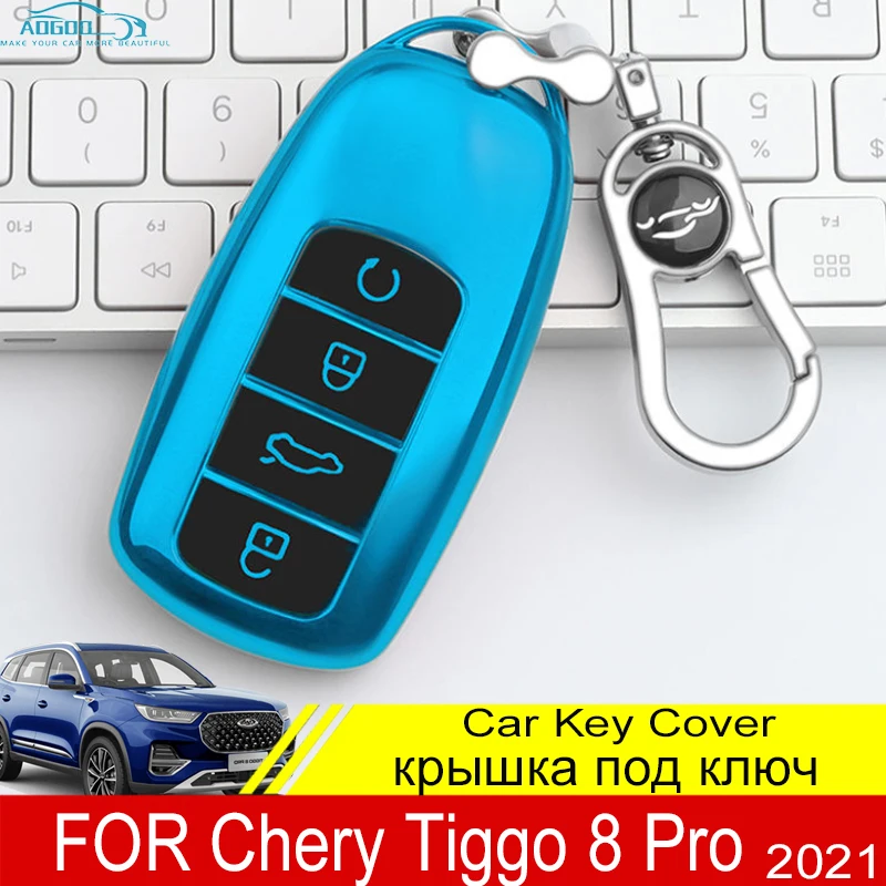 

Новинка 2021, мягкий чехол для автомобильного ключа Chery Tiggo 8 Pro из ТПУ, 4 кнопки, пульт дистанционного управления, защитный чехол, прочные аксесс...