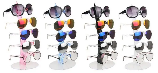 

High Quality Fashion Sail 5 Pairs Glasses Display Stand Counter Plastic Sunglasses Display Props Mirror Sunglasses Display Rack