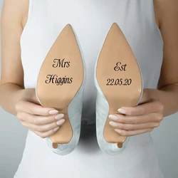 Personalized Wedding Shoes Decal Bride Custom Name And Date Sticker Funny Wedding Accessories Shoes Art Vinyl Decals Decoration