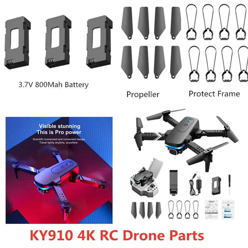 

KY910 4K MINI RC Drone Spare Parts 3.7V 800MAH Battery Propeller Protector KY910 Drone Accessories KY910 Quadcopter Battery