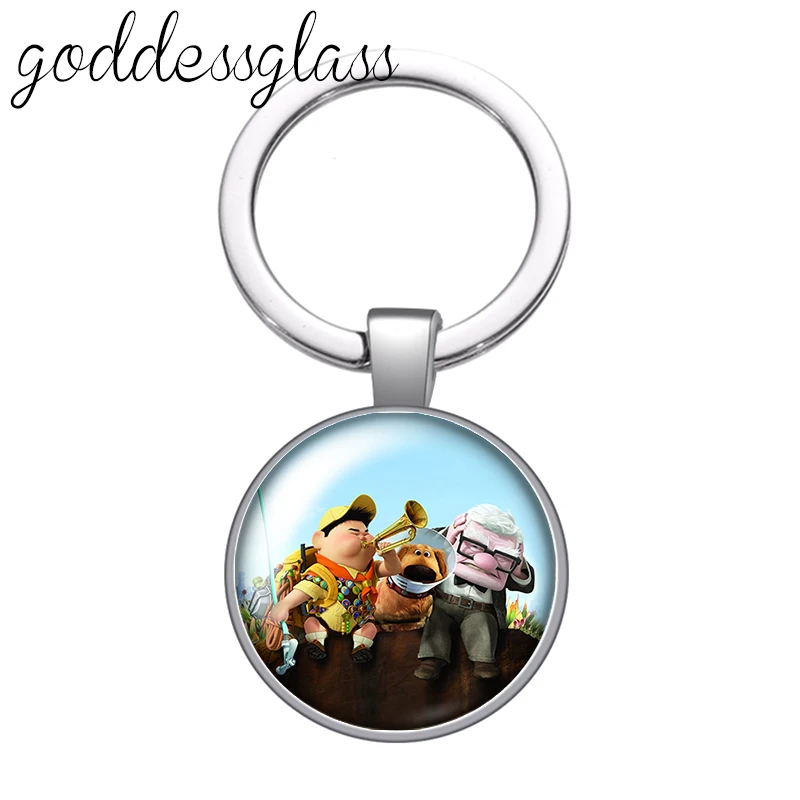 Up Travel with the house Adventure glass cabochon keychain Bag Car key chain Ring Holder Charms keychains gift