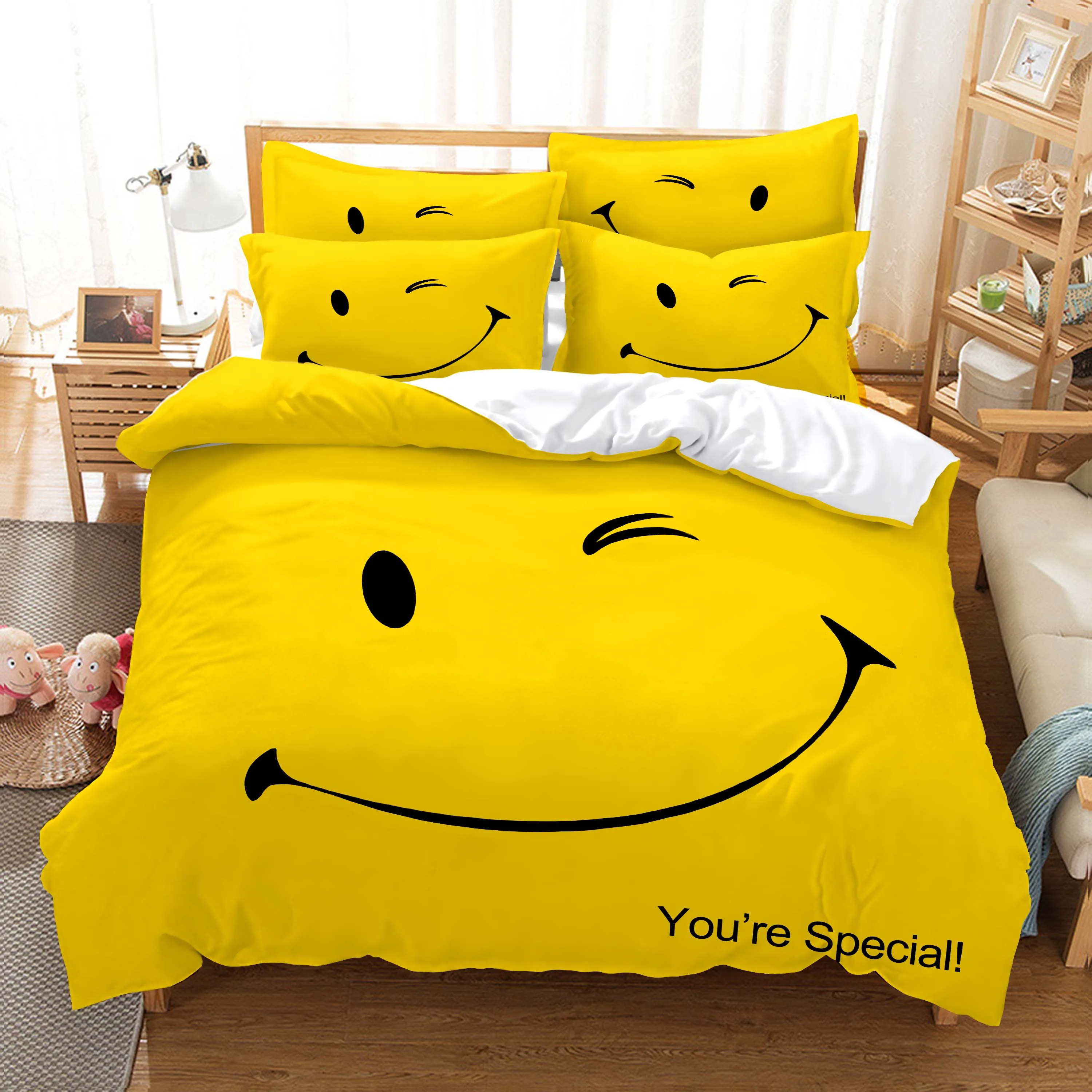 Smiling Face Bedding Set Duvet Cover Set 3d Bedding Digital Printing Bed Linen Queen Size Bedding Set Fashion Design