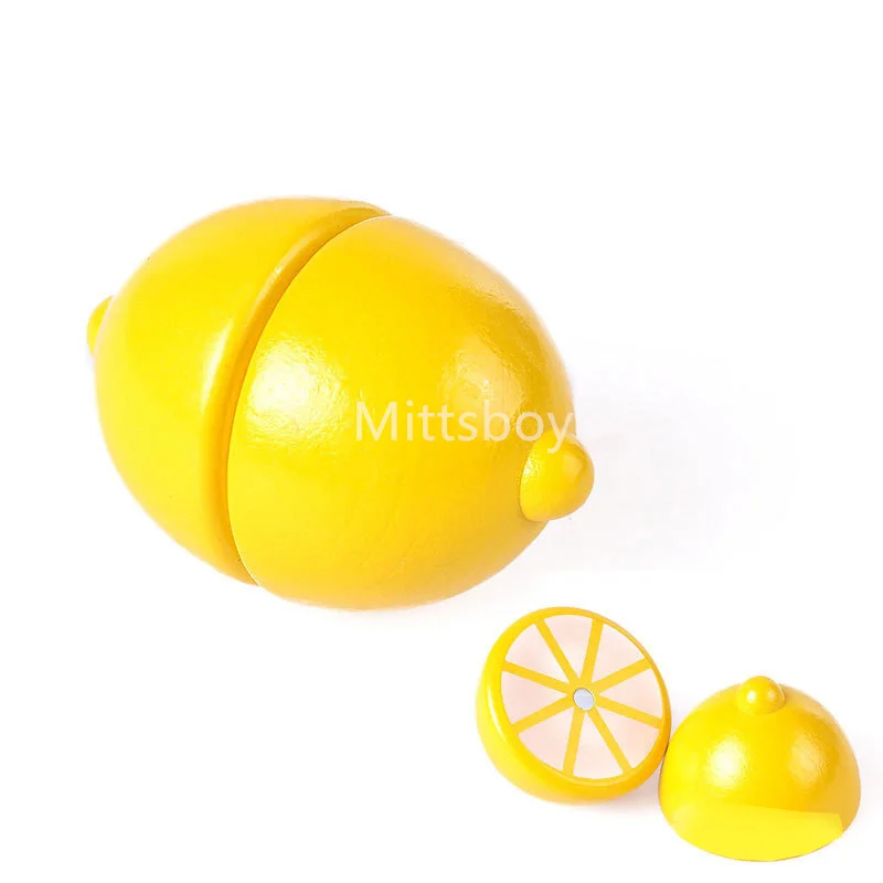 Simulation Magnetic Montessori Fruit Play House Strawberry Watermelon Banana Durian Seasoning Baking Toy Wooden Educational Toys