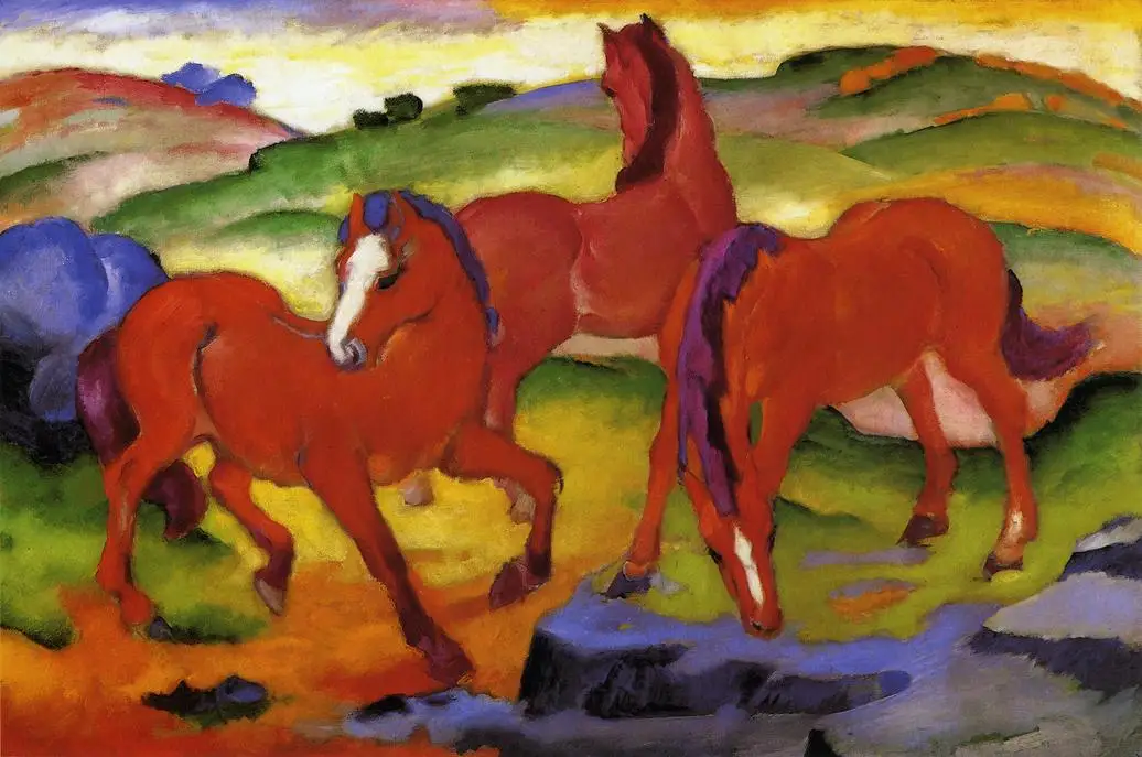 100% handmade Oil Painting reproduction on linen canvas,horse in a landscape 1910 by Franz Marc,Free Shipping,High Quality