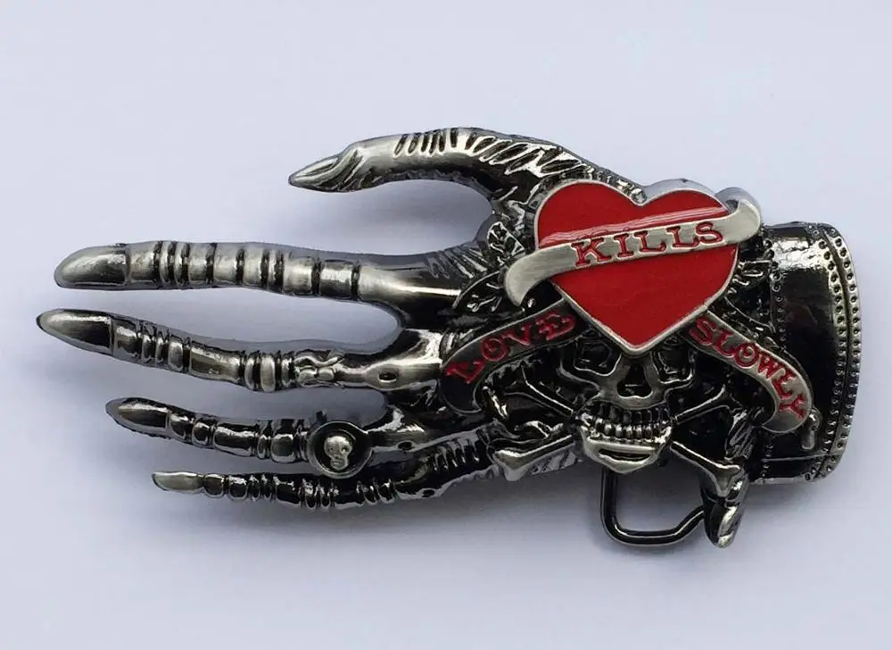 Fashion men belt skull hand buckle Skeleton hand bone punk rock love Belt Buckle