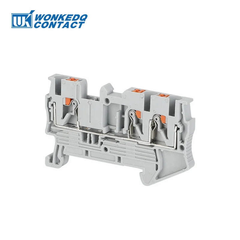 10Pcs PT2.5-TW PT 2.5-TW Push-In Twin 3-Conductor Feed-Through Strip Wire Electrical Connector Din Rail Terminal Block PT 2.5 TW