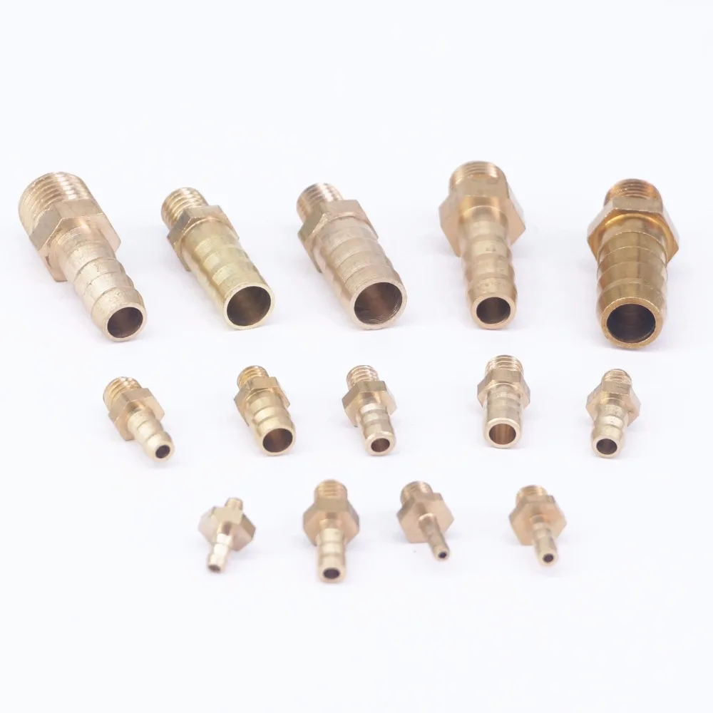 Manguera de latón de 5 piezas, conector macho de lengüeta BSP, M5, M8, M10, M12, accesorio de herramientas de 2,5mm a 10mm