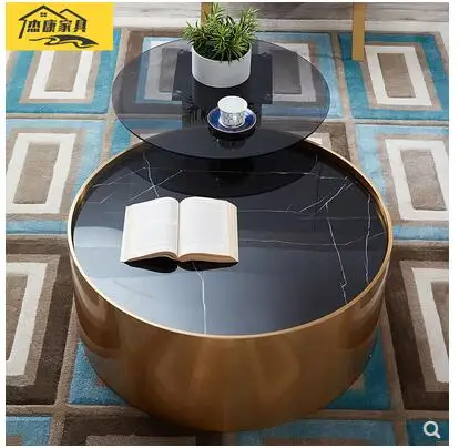 Post-modern round coffee table luxury coffee table marble tea table stainless steel brass coffee table jonathan adler