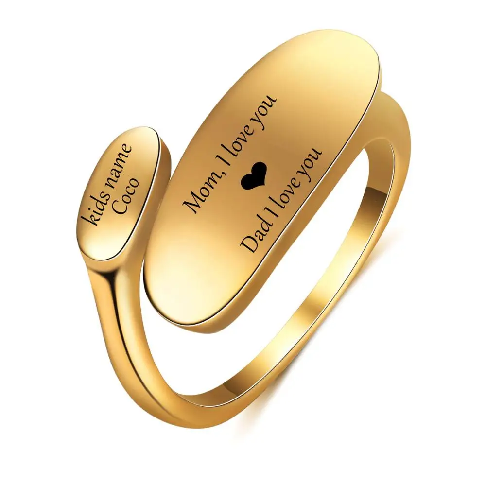 

Personalized Customized Engrave Name Ring Stainless Steel Mens Signet Rings Family Male Engagement Wedding Rings