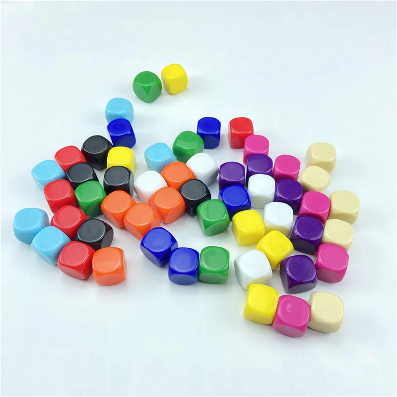 10Pcs/Lot 16mm Dice Rounded Corner Boardgame Acrylic Hexahedron Blank Dice Can Write Color Free Creativity Interesting DIY Dice