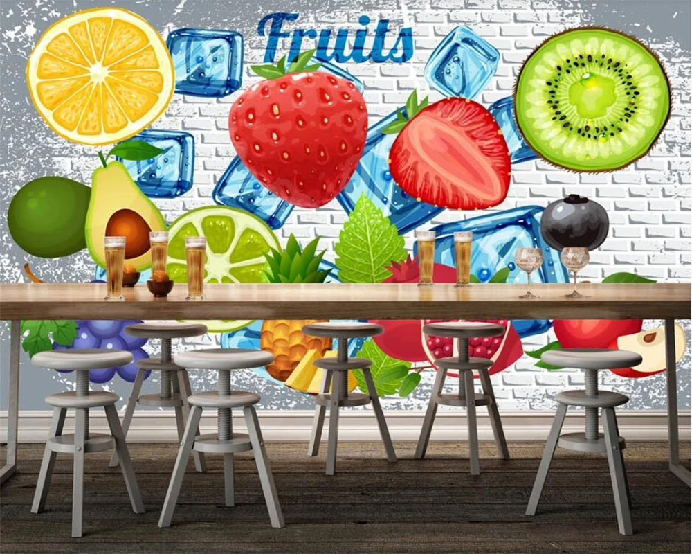 beibehang Customized modern minimalist fruit shop watermelon orange supermarket tooling background wallpaper papier peint