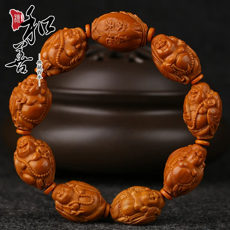 Hand-carved olive pit small Maitreya Buddha hand string eight large maitreya play olive hand string menwome 3 years old oil core