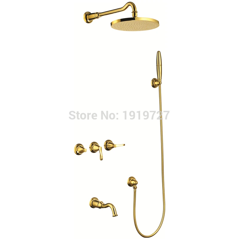 Vidric Newly Patent Design 100% Full Brass Gold Lever Shower Set With 8 Inch Ball Jointed Rainfall Bathroom Shower Faucet Contap