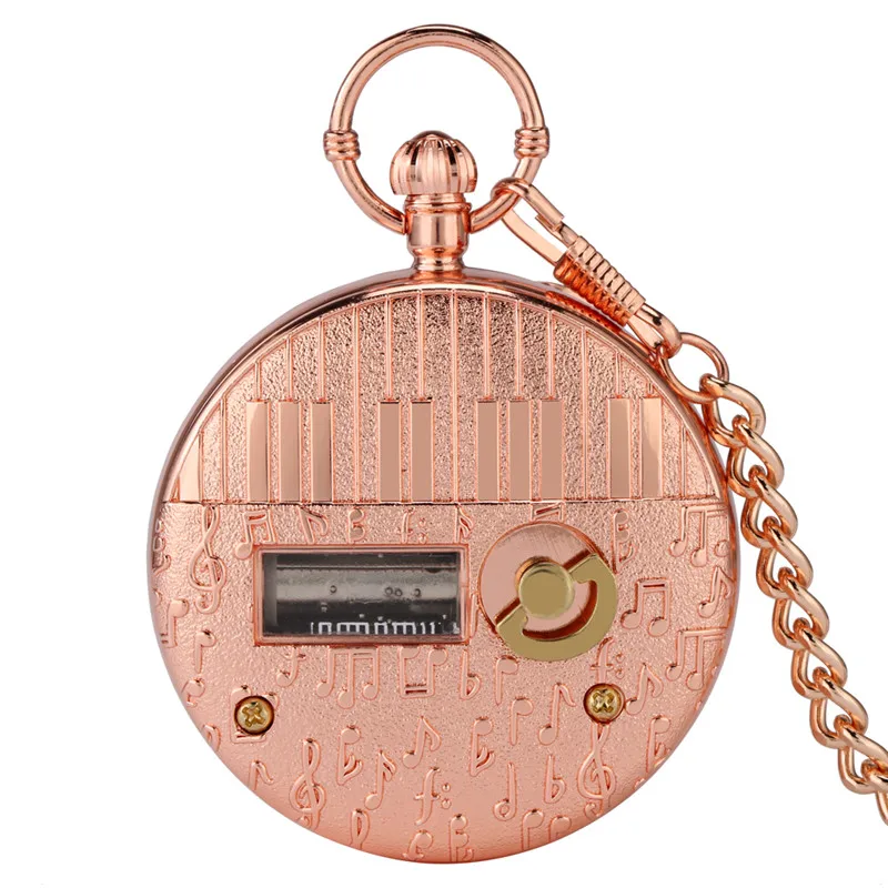 Reloj de bolsillo Musical para hombres y mujeres, pulsera de mano luminosa, oro rosa, Feliz Navidad, reloj FOB de Navidad, movimiento de cuarzo, cadena colgante