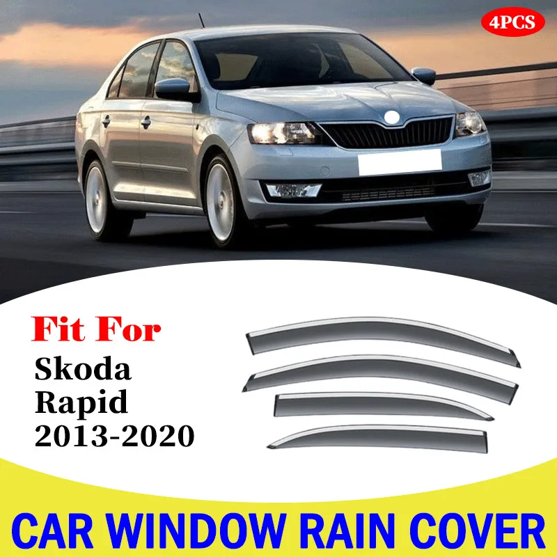 For Skoda Rapid 2013-2020 Window Sun Rain Visor Wind Deflectors Guard Shield Weathershields awning cover accessories car-styling