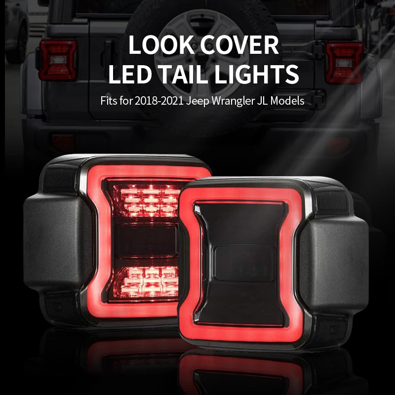 

2x LED Tail Lights W/Break Reverse Turn Signal Lamps For 2018-2021 Jeep Wrangler JL