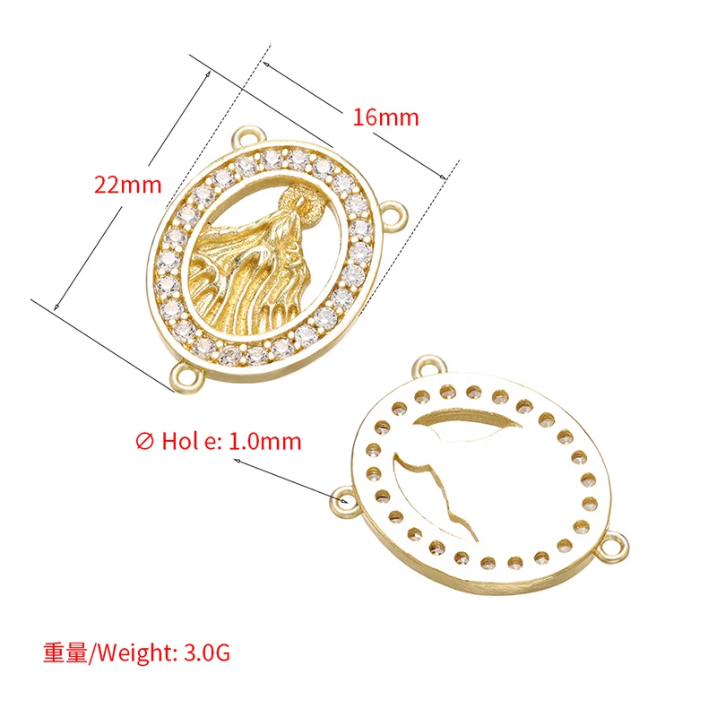 ZUHKOU 16x22mm Delicate crystal statue necklace pendant Connector for women DIY necklace jewelry Accessories making model: VD658