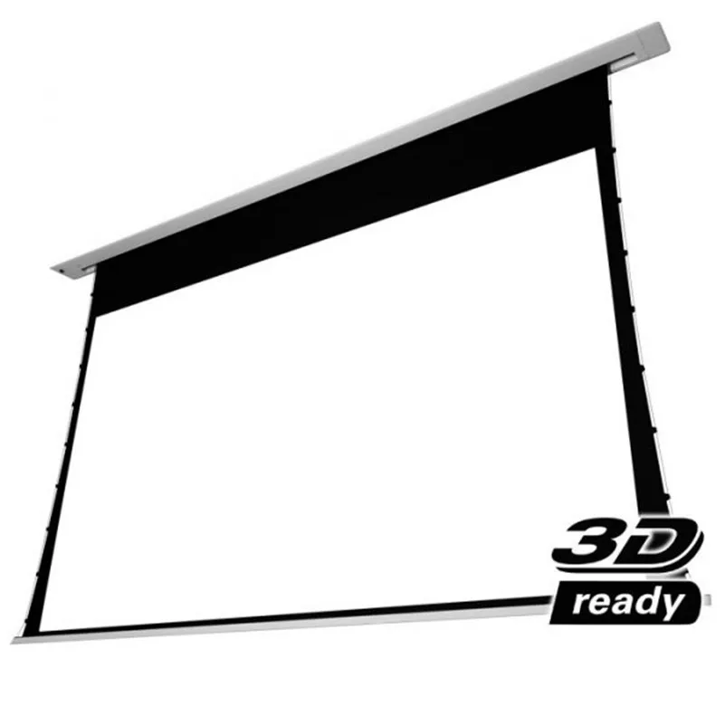 Premium motorised In-ceiling recessed tab tension Projector screen  white acoustically transparent Premier projection screen