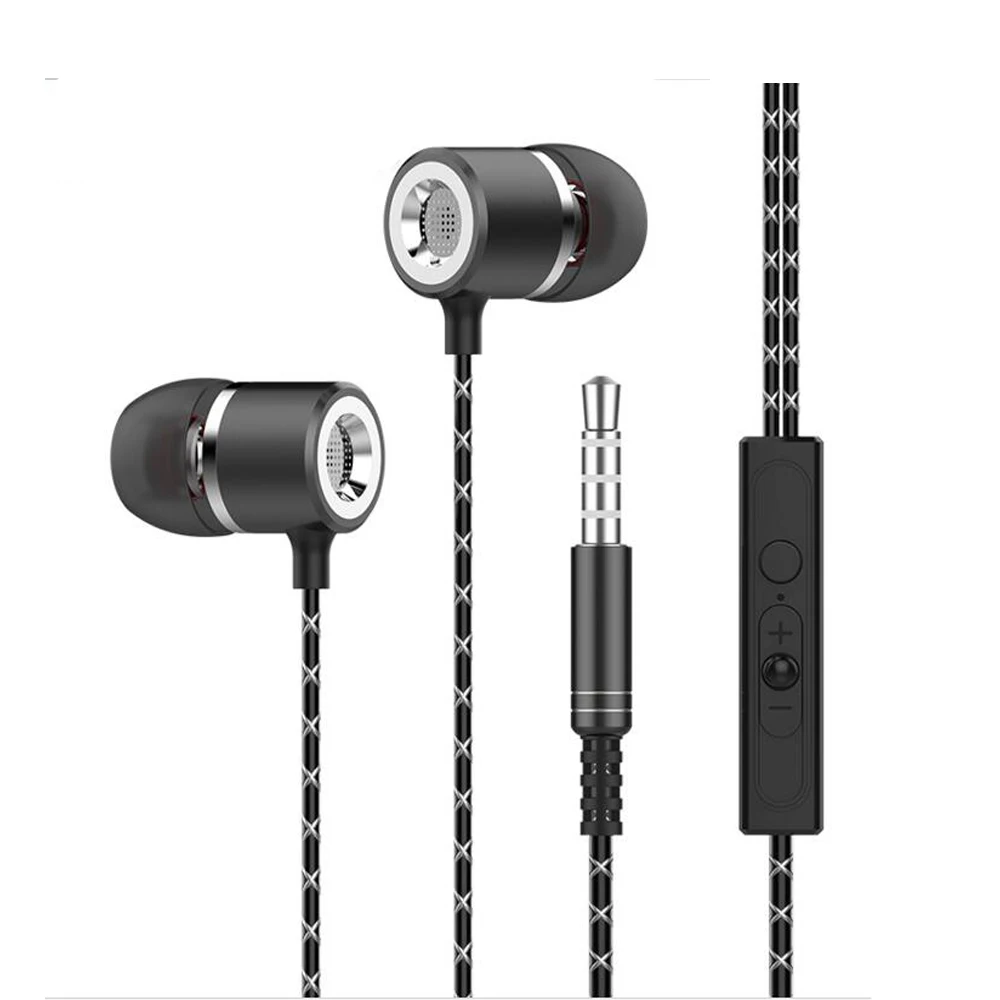 Metal Stereo Surround Bass 3.5mm Jack wired earphone With Clear Microphone Ear Buds For iPhone Sumsung Headset