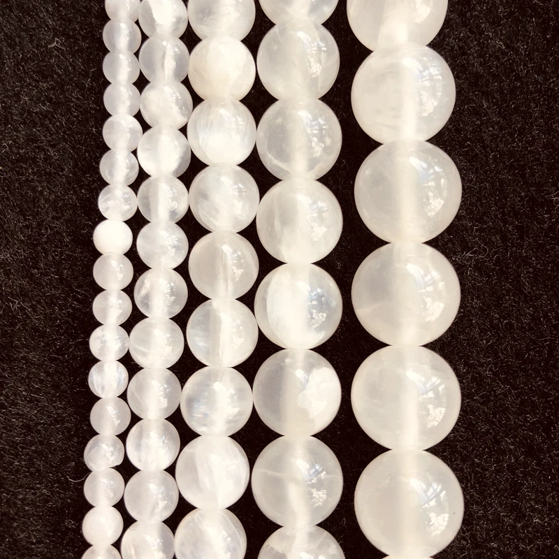 

PANGEM-Genuine Selenite Beads,White Calcite stone Beads,4mm 6mm 8mm 10mm 12mm Round Loose Beads 15.5" full strand