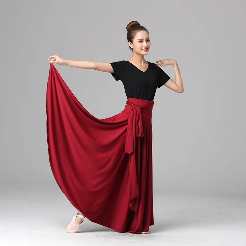 Women Spain Flamenco Dress Folk Belly Gypsy Solid Flamengo Ballet Ballroom Performance Costume Spanish Dance Stage Swing Vestido