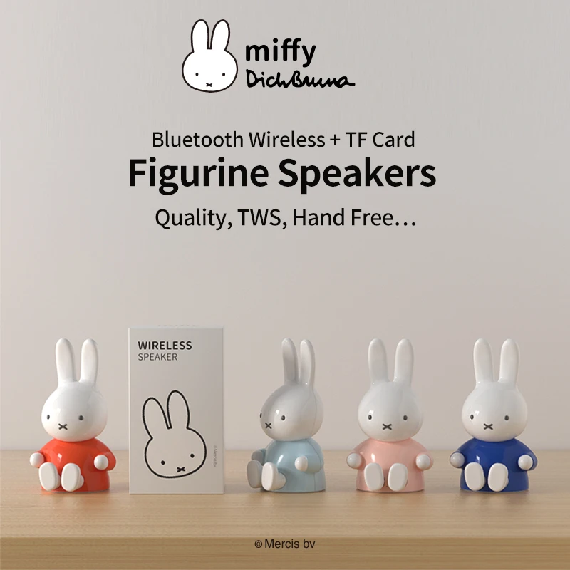 Miffy Bluetooth Figurine Speaker TF Card Design Wireless Speaker Super Bass 3D Digital Sound Loudspeaker Handfree MIC For gifts