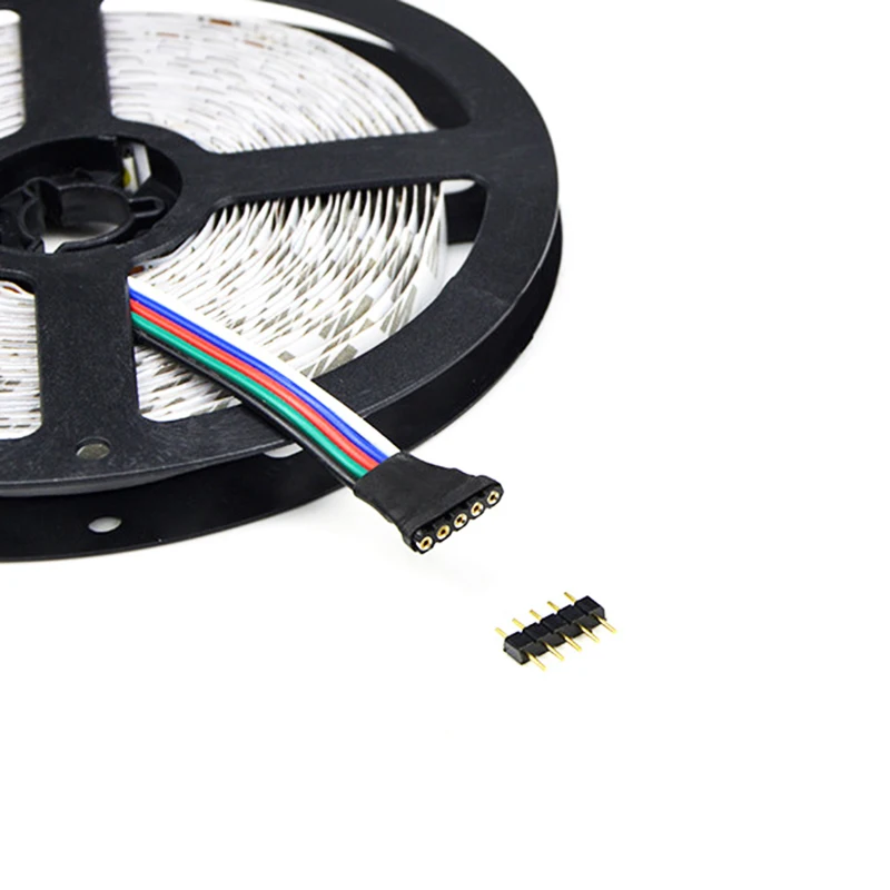 50Pcs/Lot LED Connector Adapter 4Pin 5Pin Needle Male Type Double 4 Pin RGB/5 Pin RGBW Connector For 3528 5050 Led Strip Light