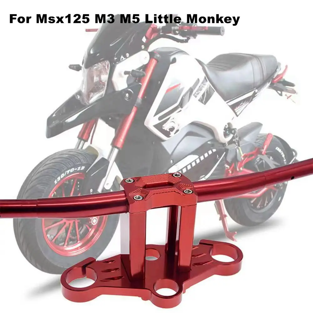 For E-Motorcycle M3 M5 Little Monkey MSX125 Modified CNC Aluminum Alloy Faucet Straight Handlebar Fixed Base Direction Handle