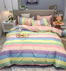 Rainbow Bedding Set Cartoon Printed Sheets Adult Children Sheets Quilt Cover Pillowcase Four Seasons