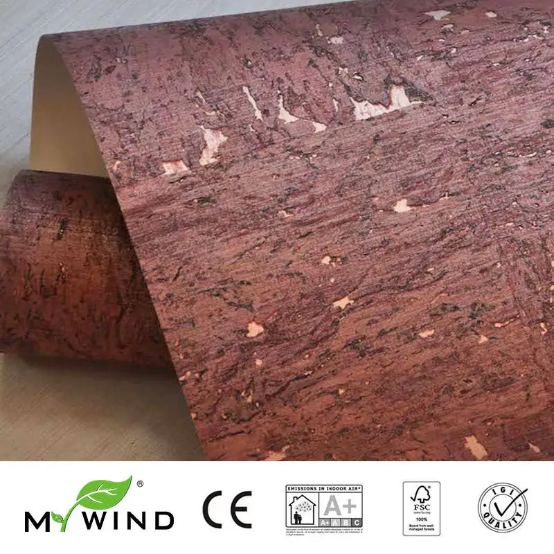 MYWIND  0.91*5.5M/Roll Noble wine red Luxury 3D design home decor wall paper cork wallpaper