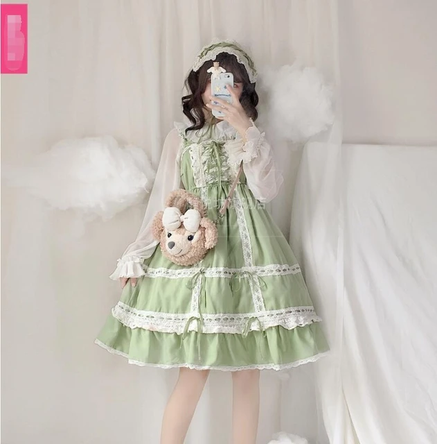 Cos Loli Jsk Shoulder-strapes Lace Dress Lolita Japanese Mori Girl Cute  Kawaii Retro Gothic Princess Tea Party Dress Cos - Lolita Collection -  AliExpress