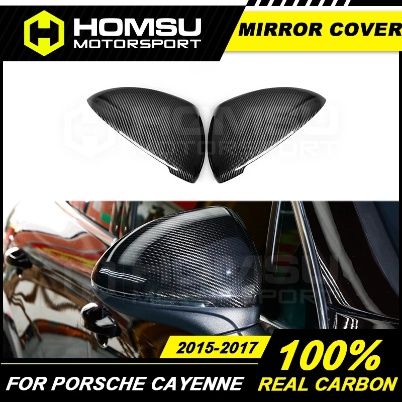 

100% Real Carbon For Pors-che Cayennne 958 Carbon Fiber Mirror Cover Rear View Mirror Caps 2015-2017 Facelift Add On side mirror