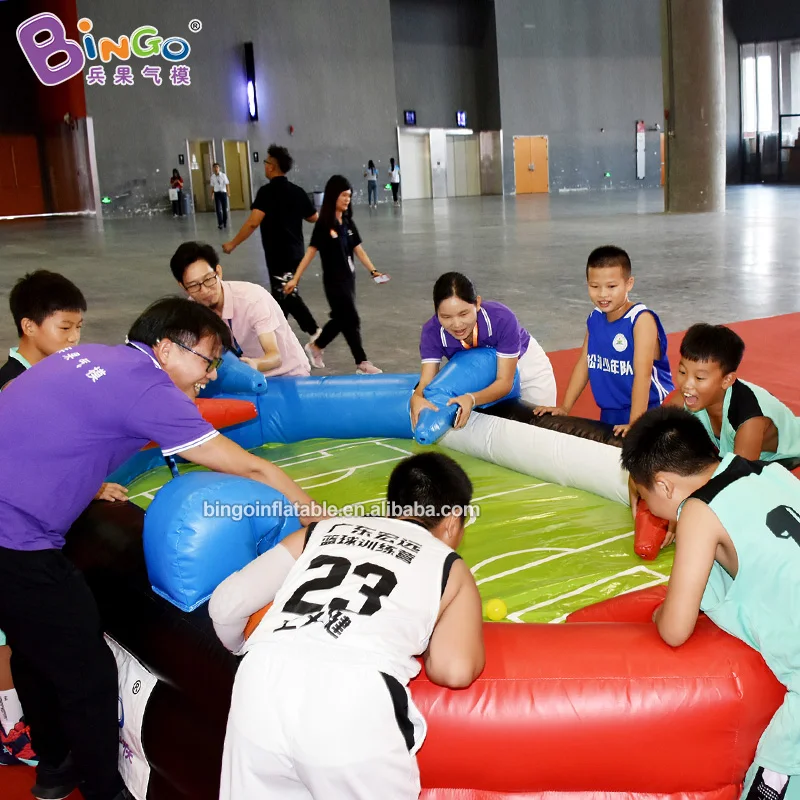 Exhibition Inflatable Football Table Game with 2.5x1.5x1.3mh / PVC Material Colorful Soccer Table Toy for Sport Supplies