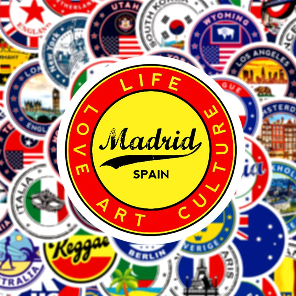 60Pcs National Flags Stickers Toys Sticker DIY Scrapbooking Suitcase Flag Logo Envelope Sealing Sticker