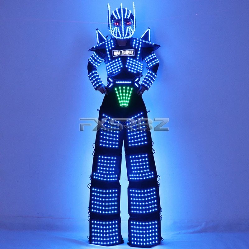 LED Light Stilts Walker Robot Suit Luminous Rangers Costumes LED Screen Logo Clothes Bar Party Disco Nightclub Robot Dance Show