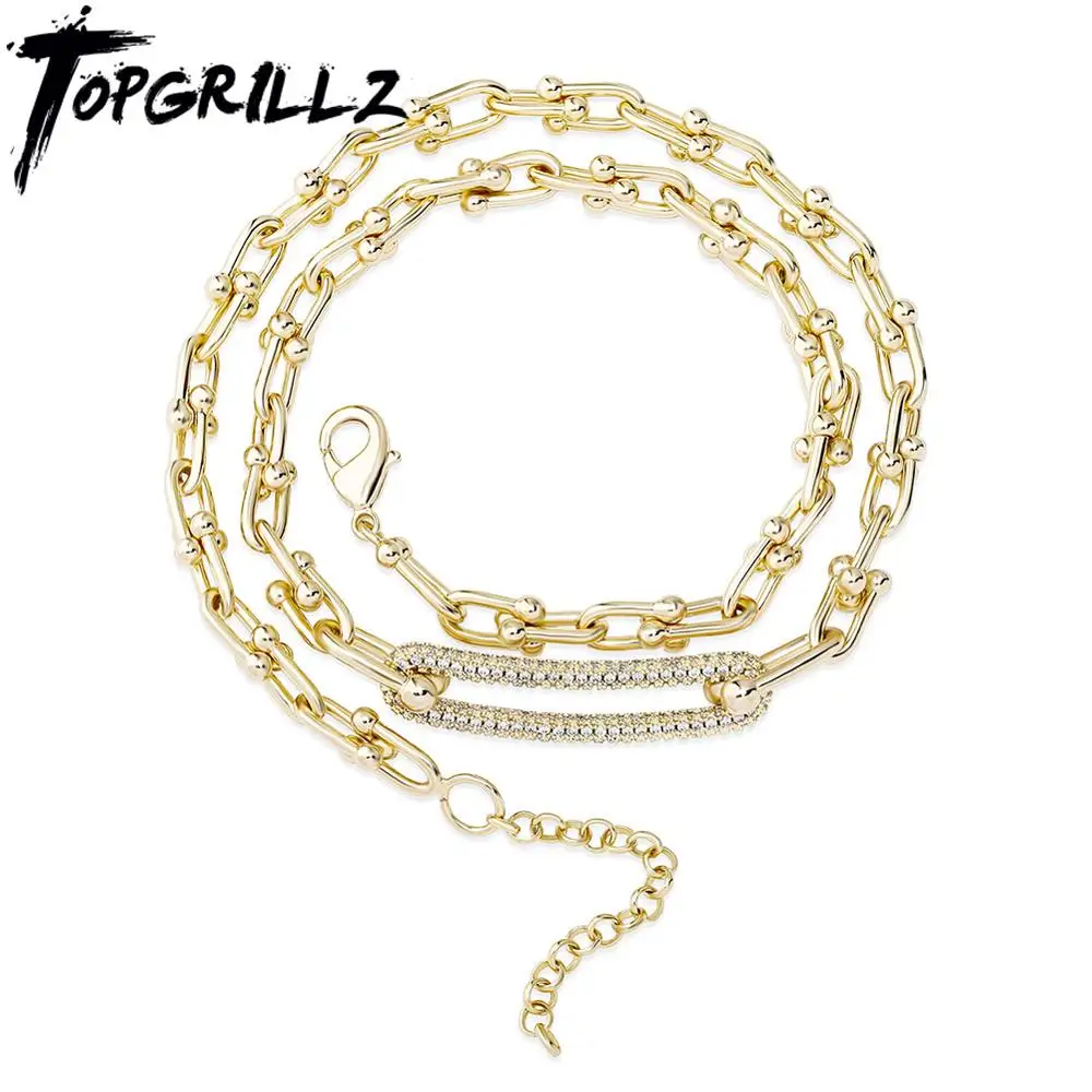 TOPGRILLZ 2020 New 6mm Choker Chain Necklace With 2 inch Tail chain Iced Out Cubic Zirconia Hip Hop Jewelry Necklace For Gift