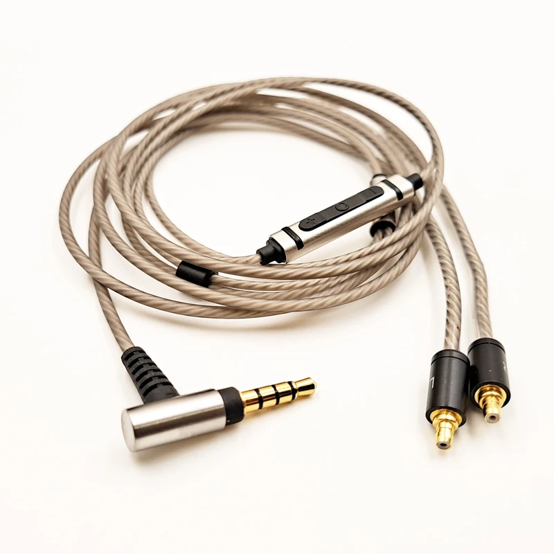 ใหม่สำหรับหูฟัง Sennheiser สาย IE100 IE400 IE500 100% ความบริสุทธิ์ Silver-Plated สายอัพเกรดปุ่มควบคุมไมโครโฟน