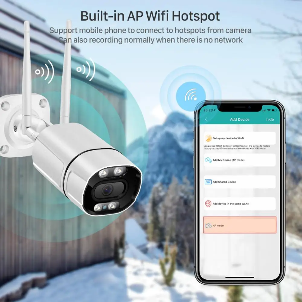 BESDER 5MP IPCamera Wifi Outdoor Ai Human Detect Audio Wireless Camera 1080P HD Color Infrared Night Vision Security CCTV Camera