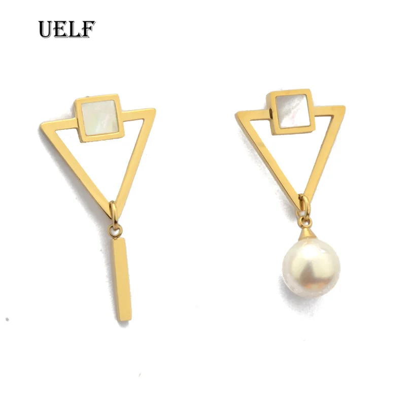 Uelf 2019 New Korean  Symphony Simulated Pearl Shell Metal Long Tassel Drop Earrings Sweety Jewelry For Women Pendientes Gift