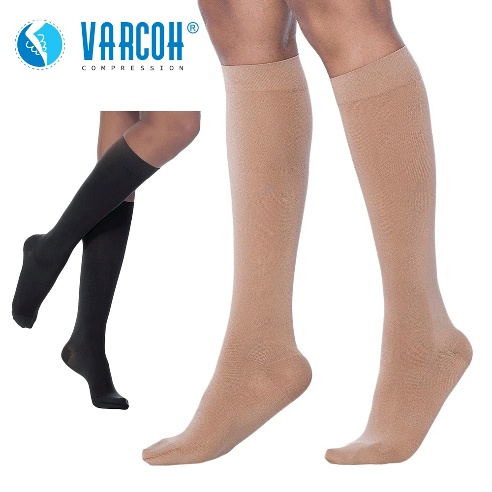 Chaussettes de compression au genou pour femmes et hommes, 30-40 mmHg, meilleures chaussettes médicales, d\'allaitement, de randonnée, de voyage et